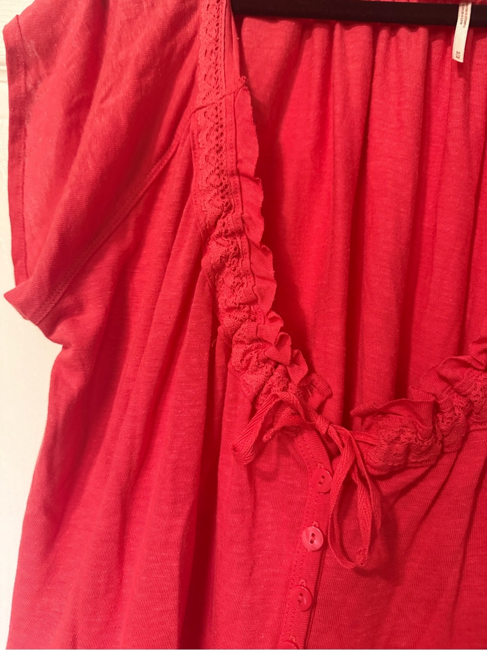 Free People Charlie Button Down Camelia Red Top- M - Picture 4 of 7